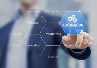 Illustration of man pointing at "Automation"