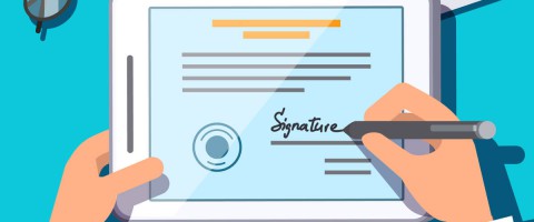 UETA compliance conceptual image of an electronic signature