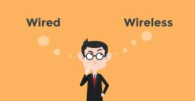 Illustration of man thinking about whether to choose wired or wireless