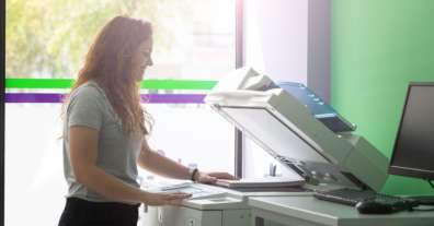 woman using copier