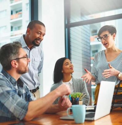 Happy employees in a meeting