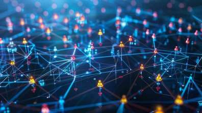 Stylized illustration of network connectivity grid