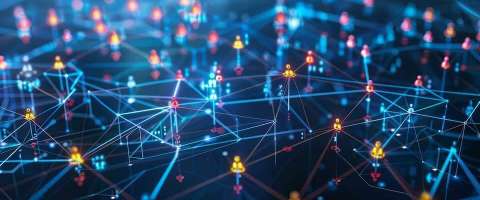 Stylized illustration of network connectivity grid