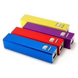 Power bank battery chargers, assorted colors